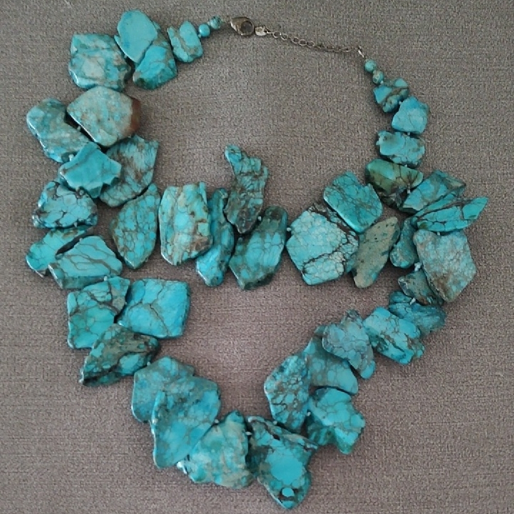 Bold Blue Turquoise Statement Necklace